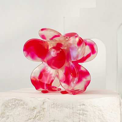 French-style acetate flower hair clip for the back of the head, a unique and elegant style