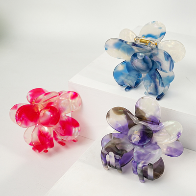 French-style acetate flower hair clip for the back of the head, a unique and elegant style