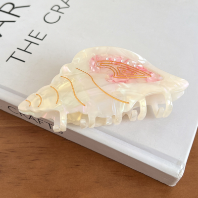OEM 11.5cm Large Jellyfish Splicing Engraving Acetate Claw Clips Conch Sea Animal Irregular Teeth