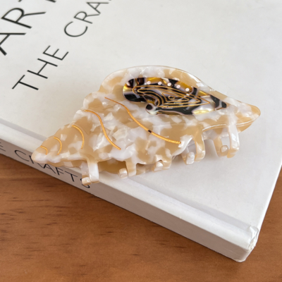 OEM 11.5cm Large Jellyfish Splicing Engraving Acetate Claw Clips Conch Sea Animal Irregular Teeth