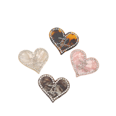 Colorful rhinestone heart-shaped acetate duckbill hair clip, sweet and versatile, perfect for side b