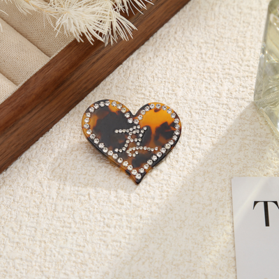 Colorful rhinestone heart-shaped acetate duckbill hair clip, sweet and versatile, perfect for side b