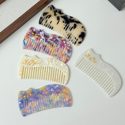 OEM Custom Bridesmaid Gift Leopard Hair Comb Acetate Hair Comb Wholesale Marble Pictographic Hair 