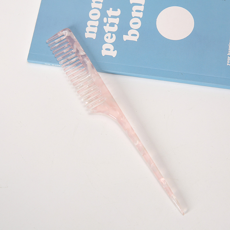 Acetic Acid Handle Hair Comb Simple Temperament Retro Marble Texture Long Handle Pointed Tail Comb