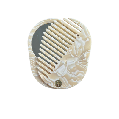 Custom Logo Portable Acetate Comb Thickened Foldable Two-in-One Makeup Mirror and Hairdressing Comb
