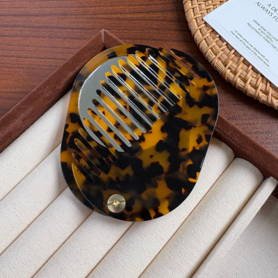 Custom Logo Portable Acetate Comb Thickened Foldable Two-in-One Makeup Mirror and Hairdressing Comb