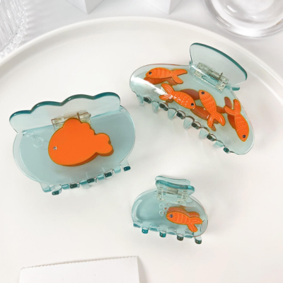 Goldfish & Koi Design Hair Clip Cute Mini Claw Clip with Spring & Summer Atmosphere ACETATE Accessor