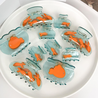 Goldfish & Koi Design Hair Clip Cute Mini Claw Clip with Spring & Summer Atmosphere ACETATE Accessor