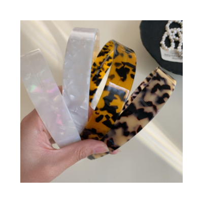 French classic and stylish wide acetate amber leopard print headband, non-slip toothed headband, glo