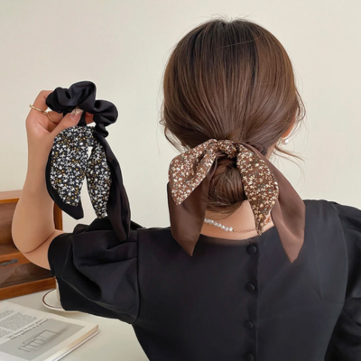 Women's high-end scrunchie hairband, hair tie, French bow ribbon hair accessory
