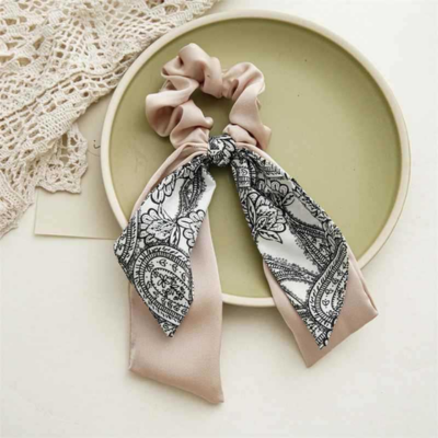 Women's high-end scrunchie hairband, hair tie, French bow ribbon hair accessory