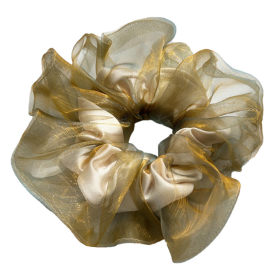 Organza iridescent scrunchie, dreamy and sophisticated, 2026 new ponytail hair accessory.